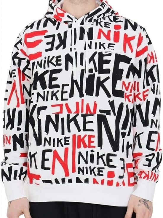 Nike Other - Nike Men's White Crewneck Sweater with Black & Red Allover Logo Print  p2p22 L26